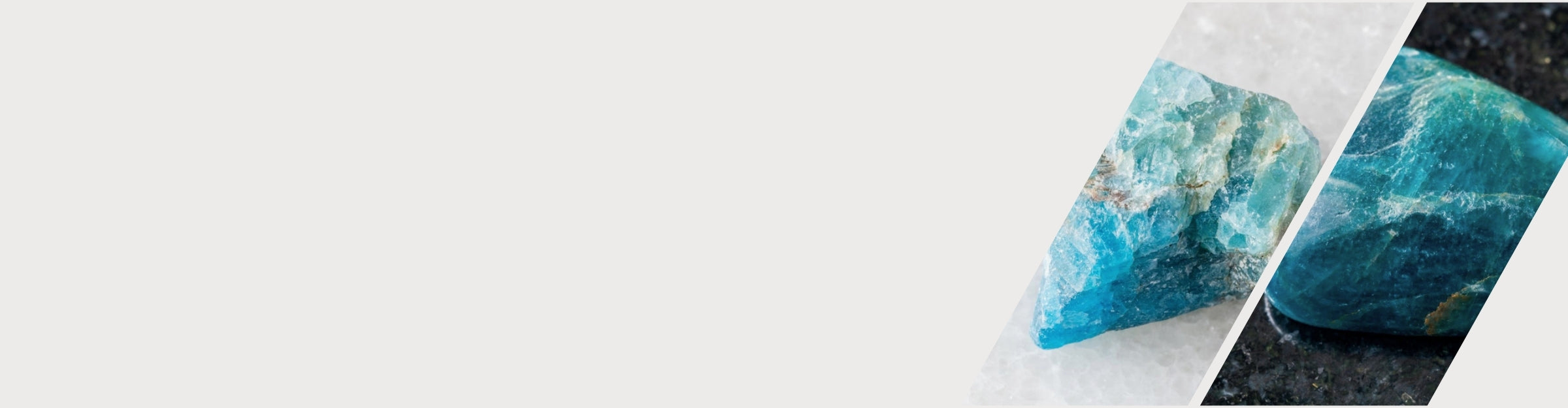 Mavi doğal apatit taşı koleksiyonu için hazırlanan geniş banner görseli