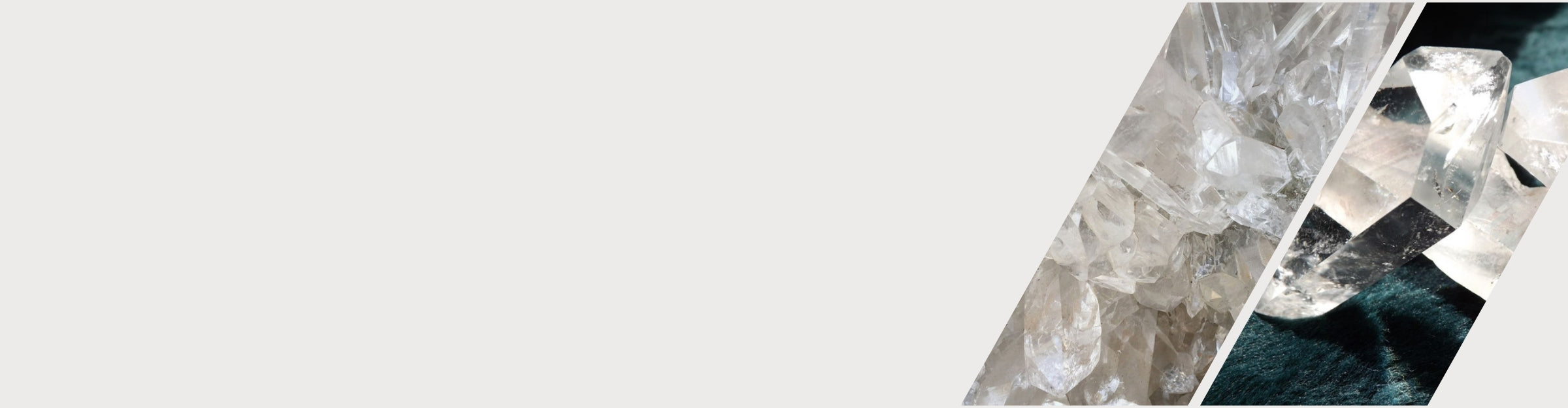 Şeffaf ve parlak kristal yapılı doğal kuvars taşı koleksiyonu web sitesi afişi