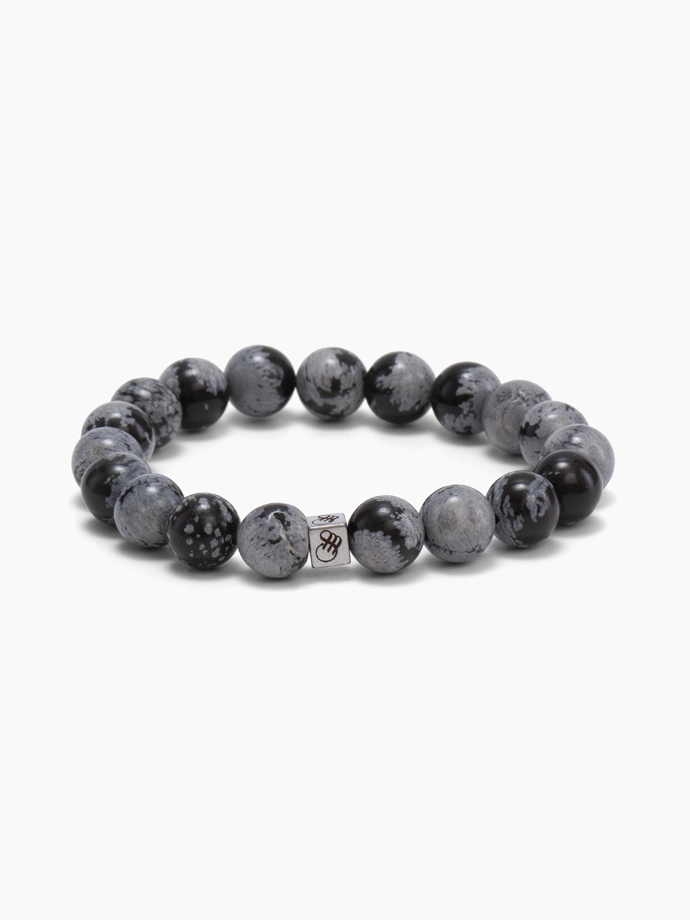 10mm yuvarlak kesim karlı obsidyen doğal taş tasarım bileklik